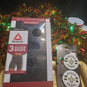 Reebok Black Boxer Briefs with Saints Clips